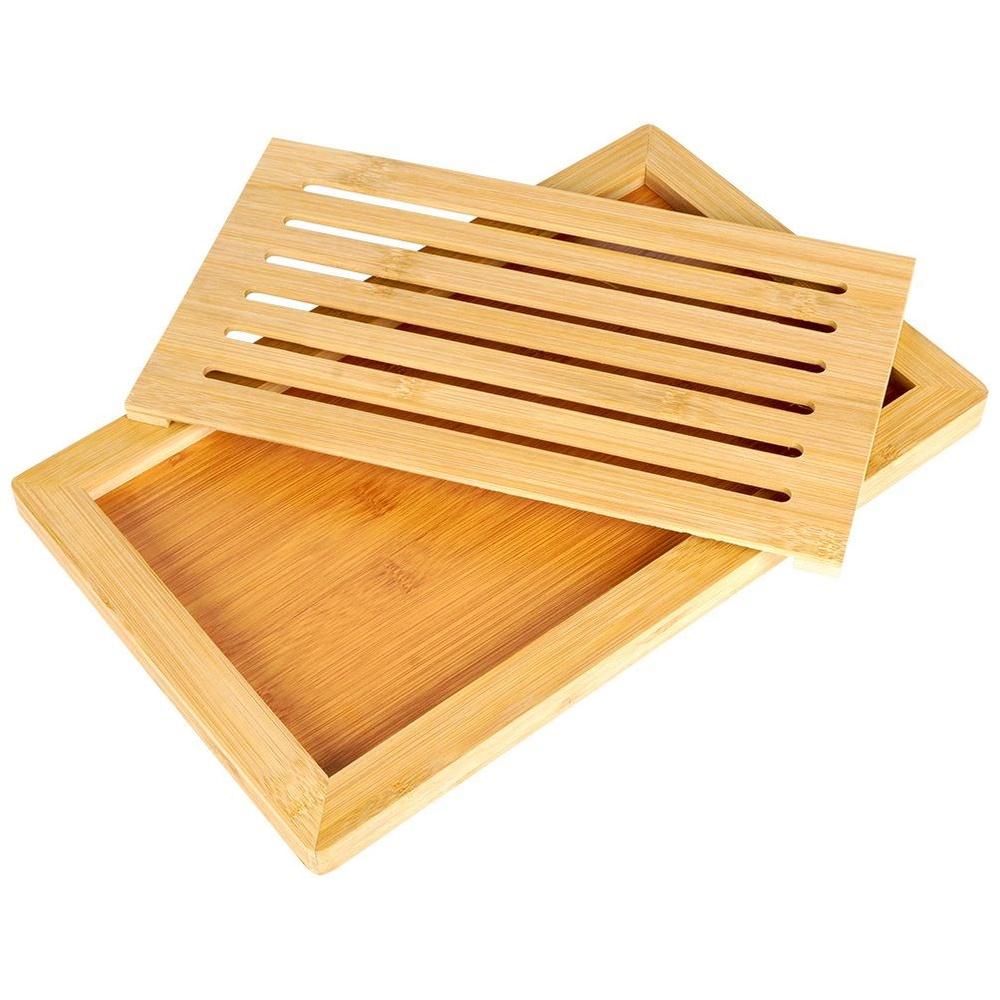 Bamboo Wooden Openwork Bread Cutting Board for Crumbs