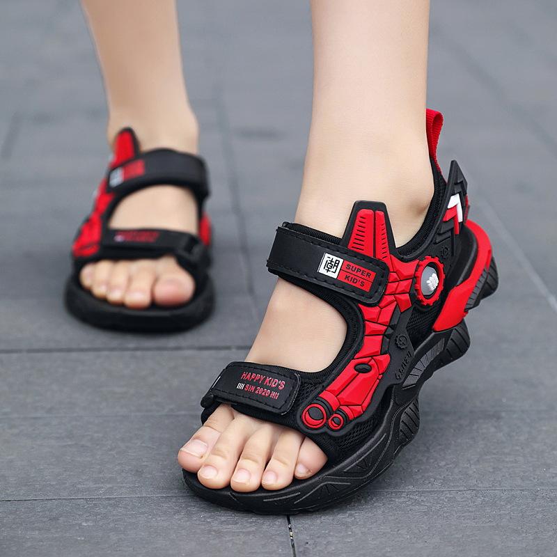 Children's sandals, boys' summer beach shoes, new non-slip, soft-soled, open-toe design, suitable for older children, athletic sandals