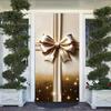 Door Cover Golden Gift Box Bow 71x35 Inch Decorative Holiday Front Door WrapChristmas Party Wedding Birthday Celebration Indoor Qutdoor Decoration