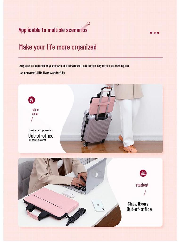 Fashionable Solid Color Laptop and iPad Handbag for Business Meetings
