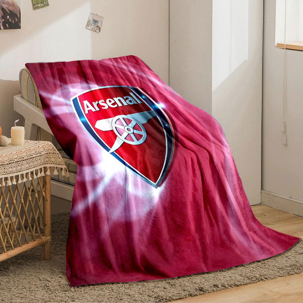 Red Shield with White Cannon and Arsenal Text On a Glowing Wave Background. for All Seasons Blanket Lunch Break Throw Gift