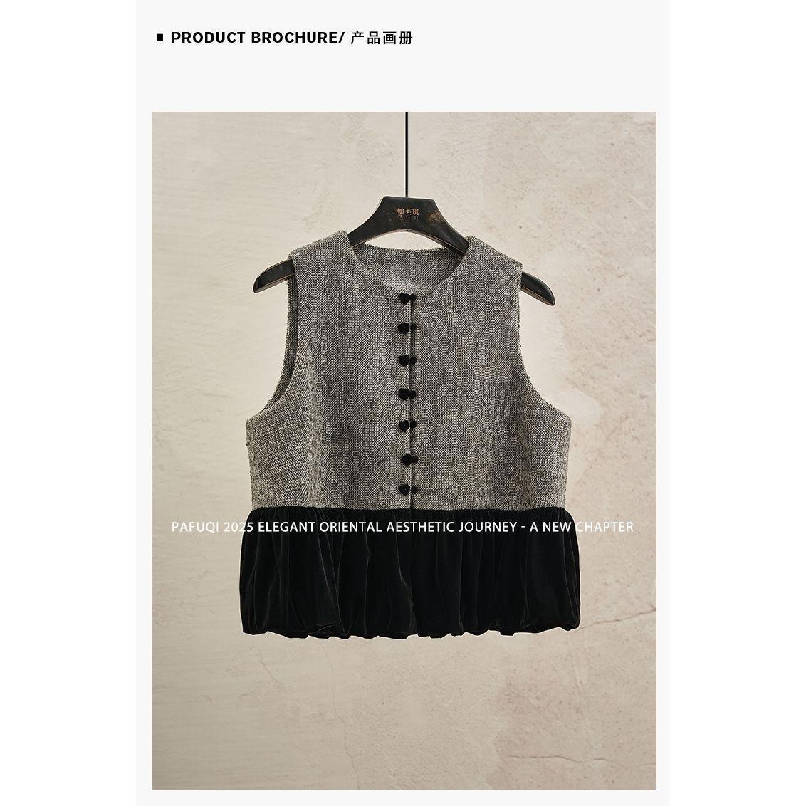 

Женский жилет контрастной расцветки, однобортный, тонкий, бархатная вставка, темпераментный, универсальный, многослойный топ 3XL (recommended 138-75kg)