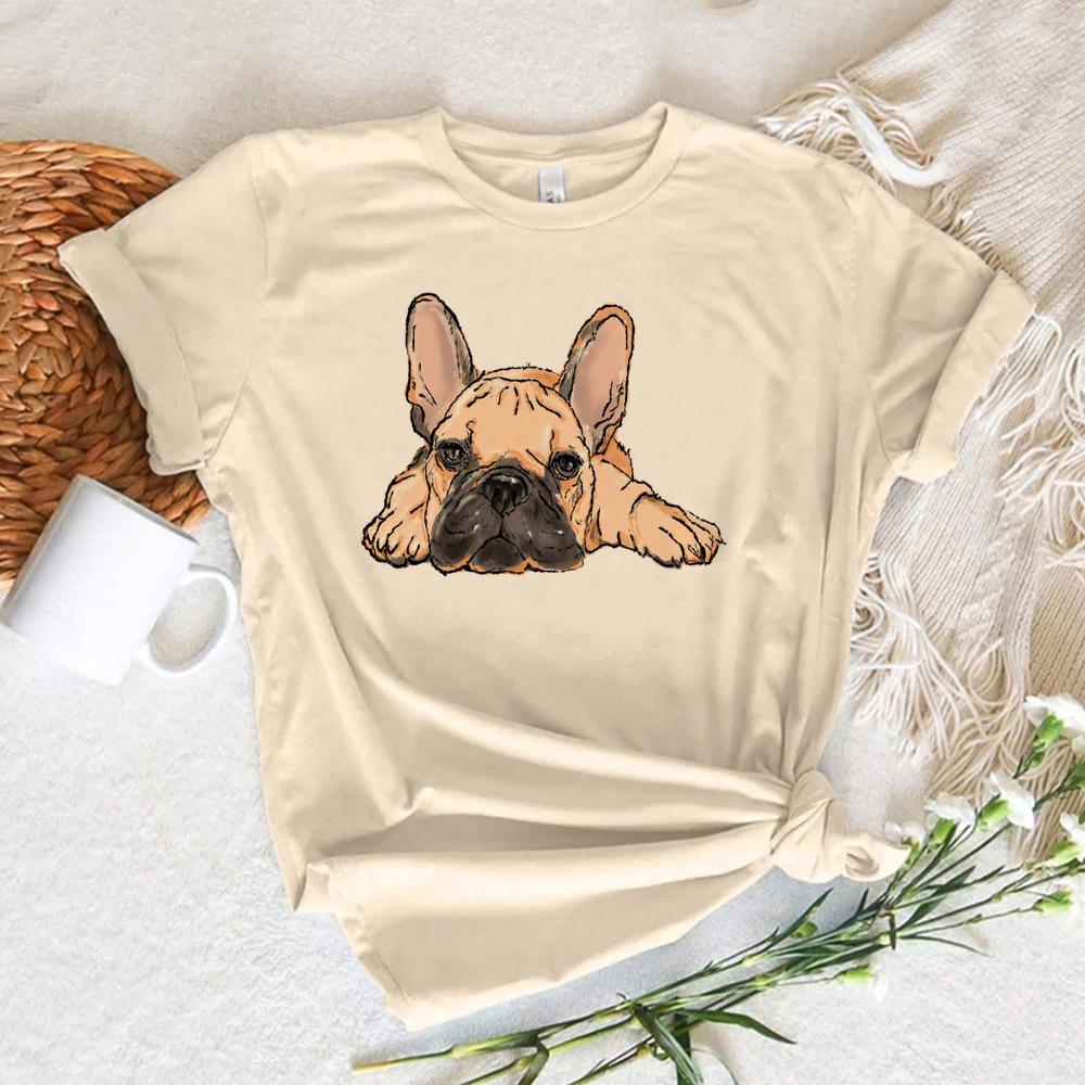 French Bulldog Tshirt Female Y2k Grunge Unisex Vintage Psychedelic Tshirt Comfortable Y2k Retro Pastel University Aesthetic