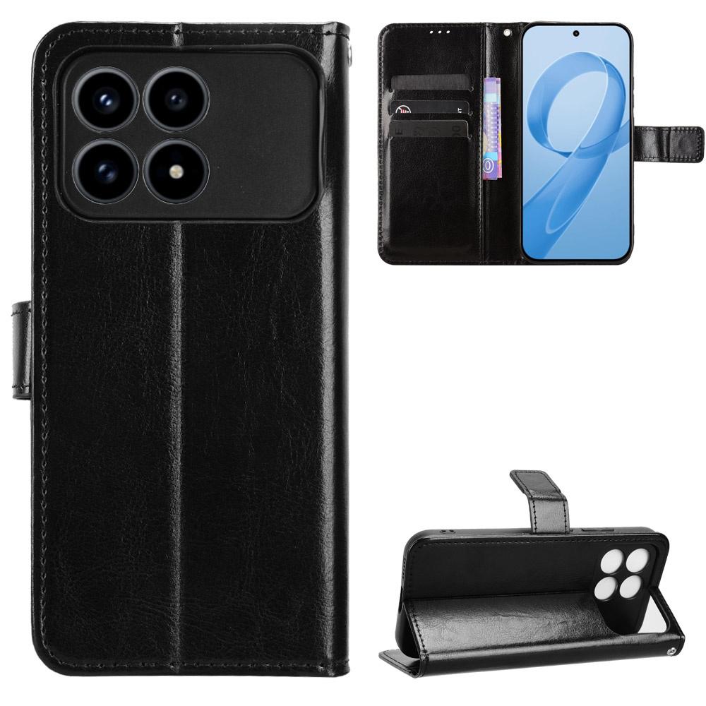 Flip Case for Xiaomi Poco F8 Pro, Crazy Horse Wallet, Black