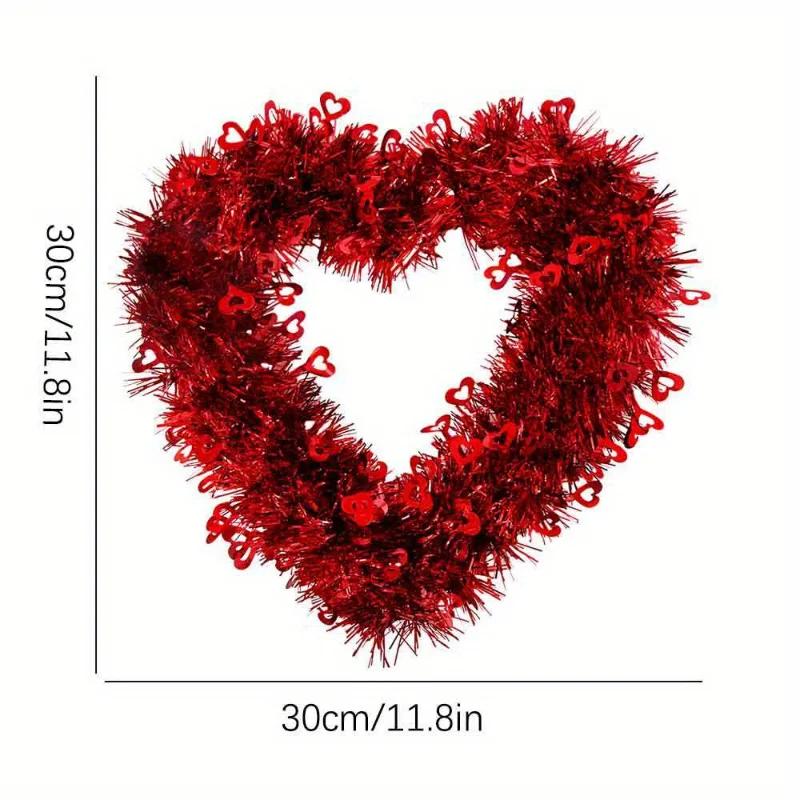 Top Quality Valentines Red Heart Shaped Wreath Decorative Hanging Garland Love Window Decoration for Wedding Engagement