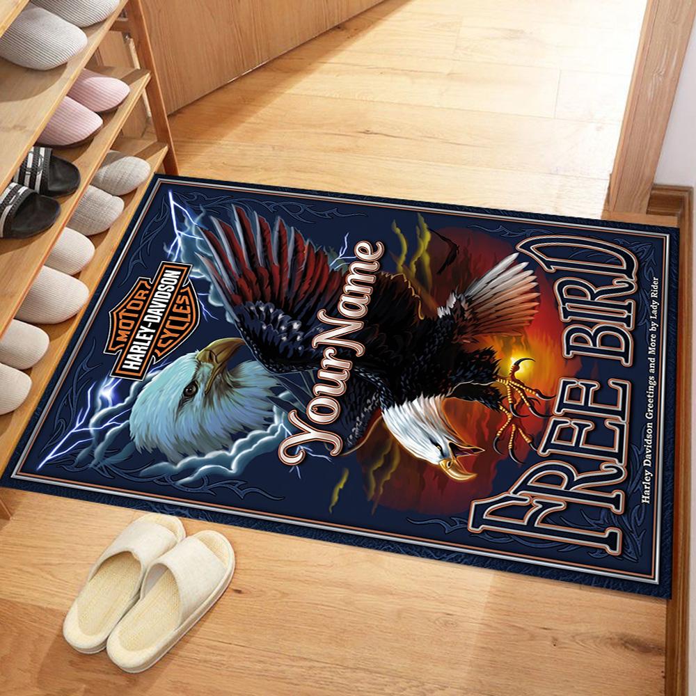 Harley-davidson Motorcycles Personalized Name Area Rug Design for Hallway Decorate room Kitchen Living Rooms Anti-slip Rug Anime Office Decor