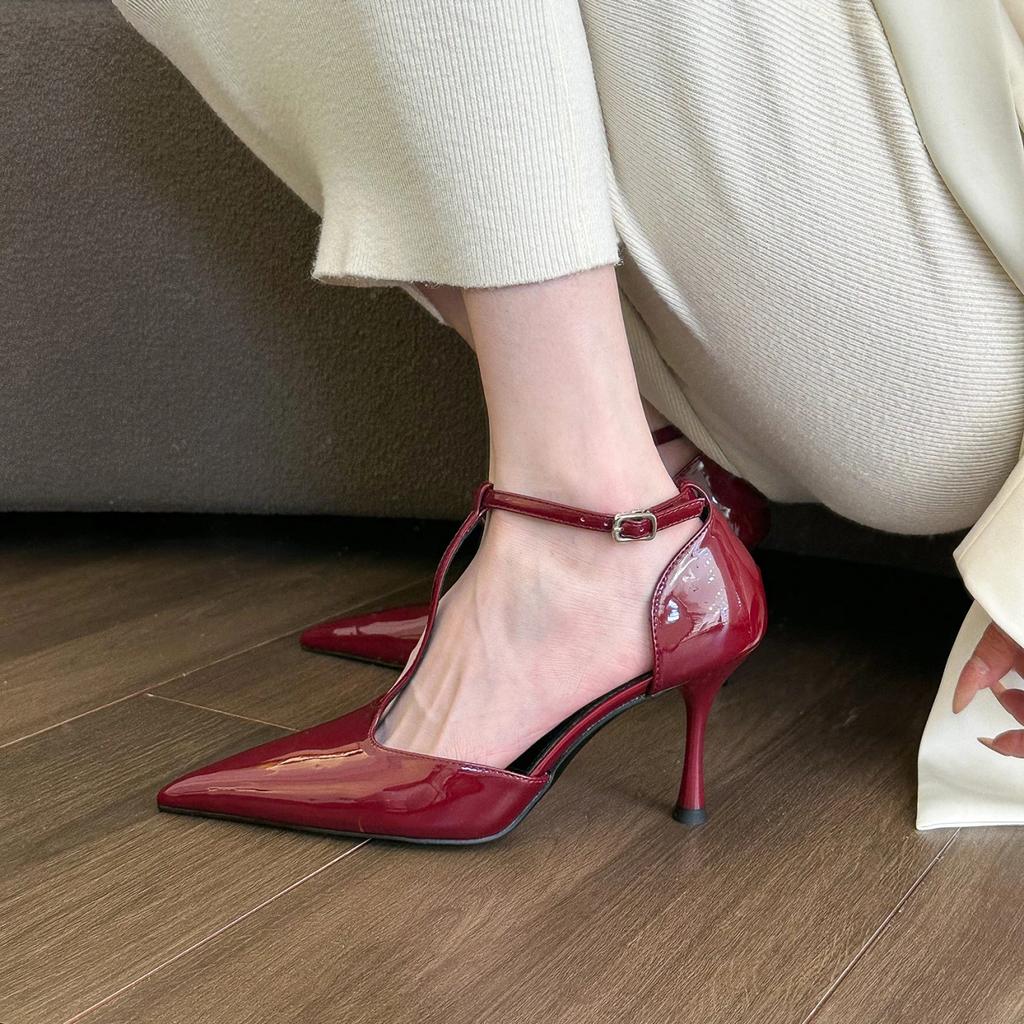 Shoes for Women 2026 New Summer Pointed Toe Stiletto Women's Sandals Advanced Sense Solid Color Buckle Strap Dress Sandals Women