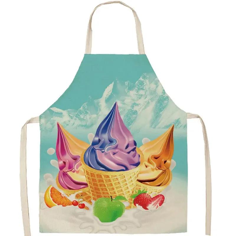 

Summer Refreshing Fashion Ice Cream Series Apron Kitchen Cooking Apron Adult Home Indoor Cleaning Apron Festival Party 38X47cm(15X19in)