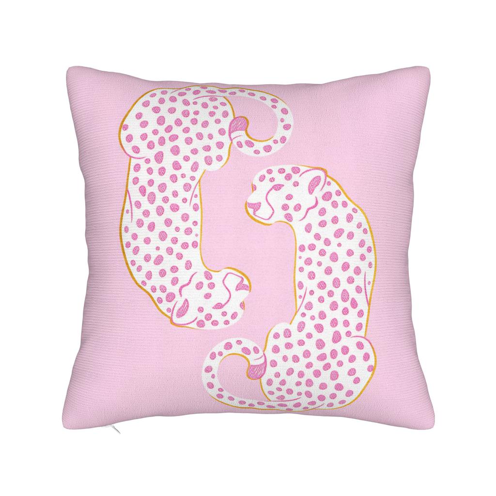 Pillow Cover Pink Black Leopard Duo Lying Sitting  Morden Pillow Case For Chair Sofa Home Decor Pillowcases