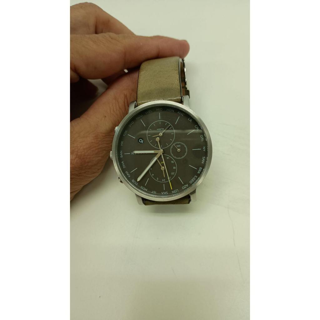 Used SKAGEN SKW6298 Watch Fudo Round Dial Black Silver Belt Leather Bronze Skagen Men's #A