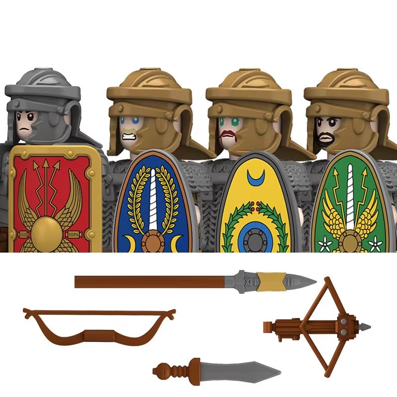 Středověký Vojenský Řím Válka Akční Figurky Armádní Figurky Stavební Kostky Helma Zbraně Příslušenství Děti na Hračky Dárky