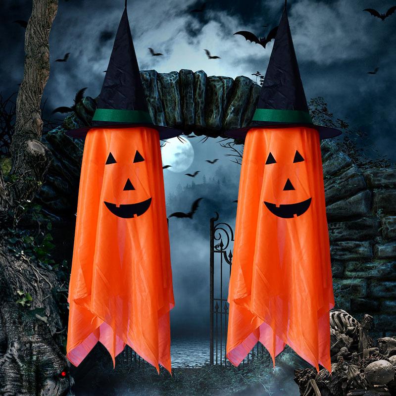 De Long Halloween Cute Plastic Pumpkin Pendant (Hat) Hanging Ornament Small Ghostly Indoor/Outdoor Venue Decoration for Teens