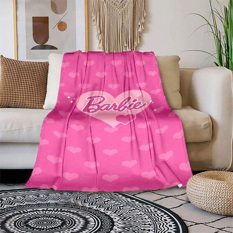 

1pc Pink Hearts Barbie Wallpaper Cartoon Blanket,Portable Throw for Travel & Camping, All Season Cozy Blanket,Ideal Gift 80cmx120cm