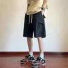 Men's Black Cargo Shorts Double Drawstring Waist Multi Pocket Casual Daily Street Wear