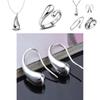 Beautiful Silver Plated Water Drop Jewelry Ensemble Includes Bracelet Necklace Earrings And Ring