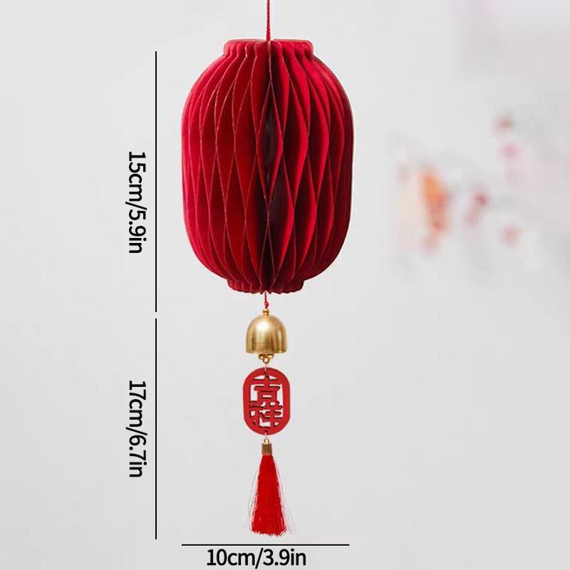 3D Chinese New Year Decorations 2026 Spring Festival Honeycomb Lucky Hanging Ornament Paper Lanterns Ornament with Bell Decor