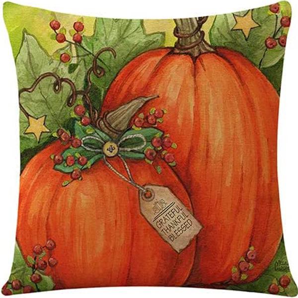 Thanksgiving Pumpkin Pillow Case Autumn Plant Flower Print Pillow Case Home Living Room Sofa Cushion Case