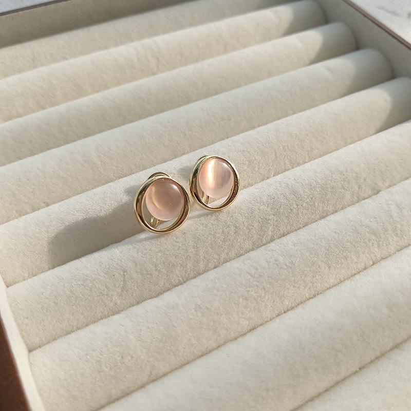 Luxuriöse mehrfarbige Katzenaugen-Clip-Ohrringe - Minimalistischer japanischer & koreanischer Stil