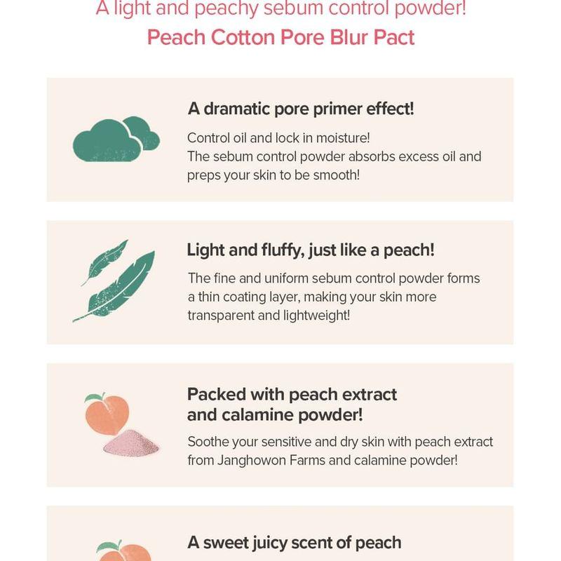 SKINFOOD - Peach Cotton Pore Blur Pact