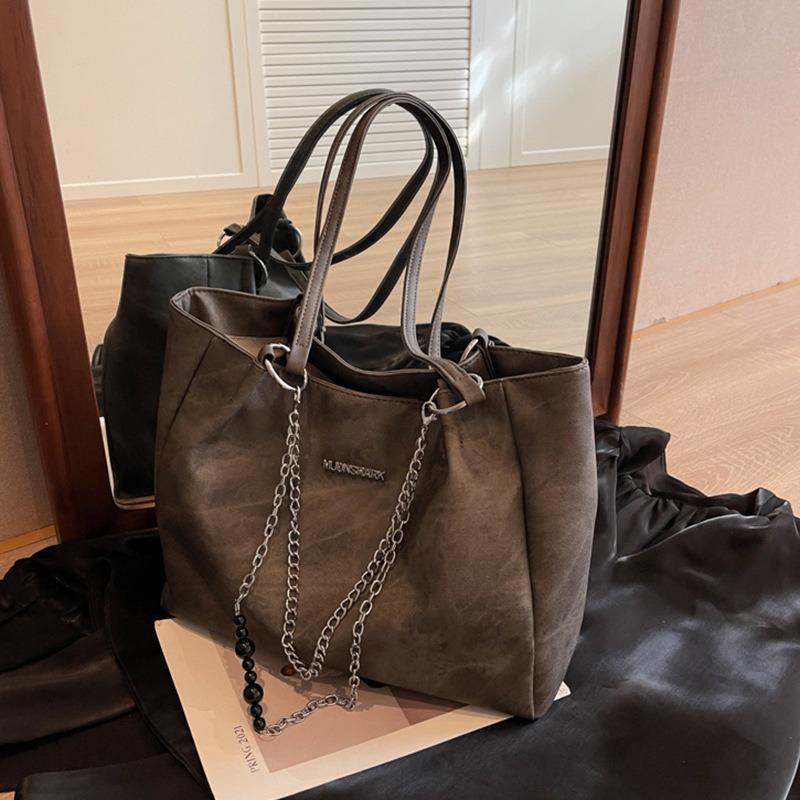 Tote bag, new autumn and winter women's bag, large capacity, high-end college student shoulder bag, commuter bag, luggage.