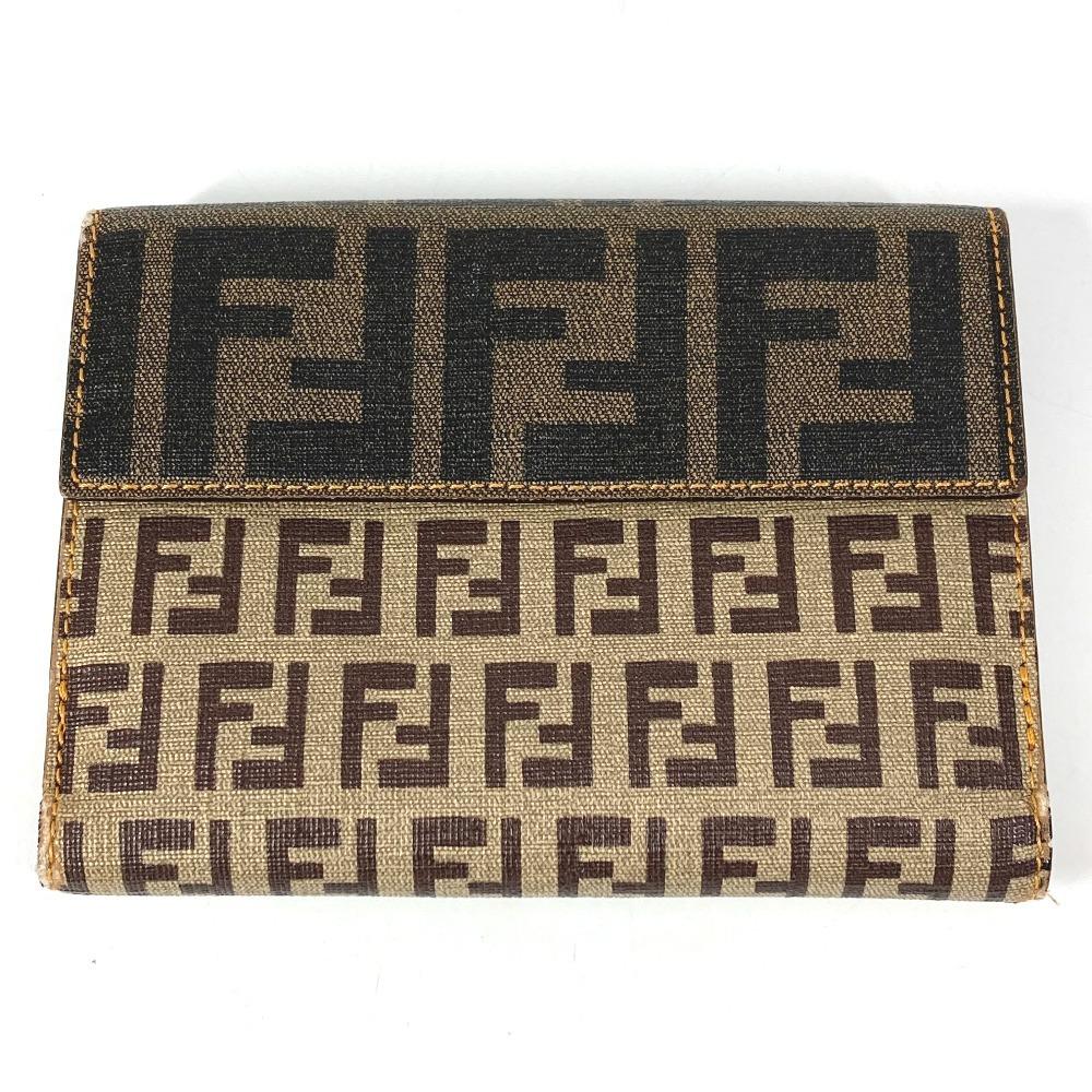 FENDI Zucca logo Zucchino Compact wallet Folded wallet Leather/PVC Brown/Beige