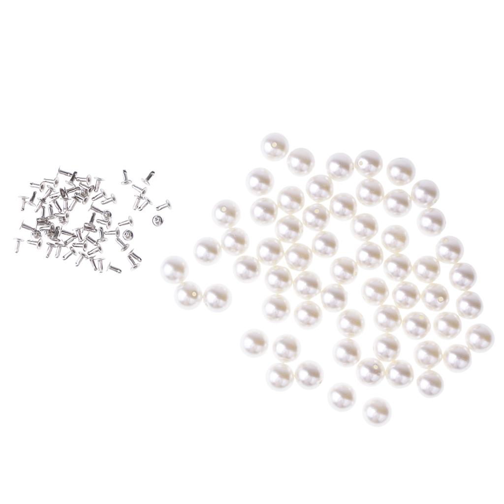 Köp Pearls Rivets Studs for DIY Leather Bag Shoes Clothes Decor 8mm 80
