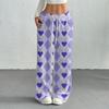 Women's Casual Fashion Printed Elastic Waist Loose Straight Leg Pants With Rope