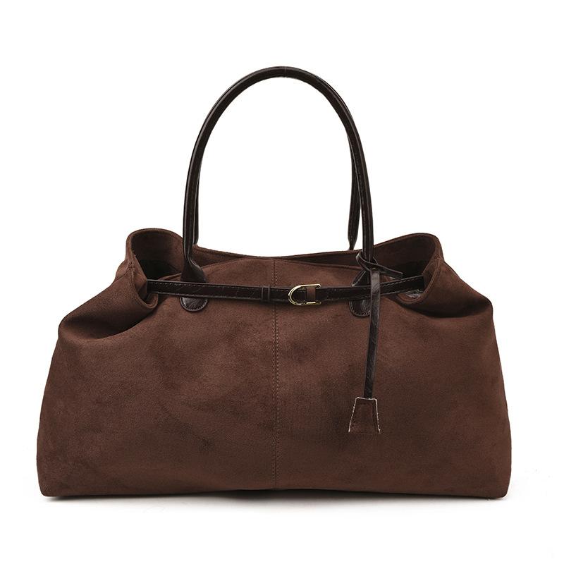 Autumn retro large-capacity suede bag women's 2025 new casual commuter shoulder bag portable tote bag