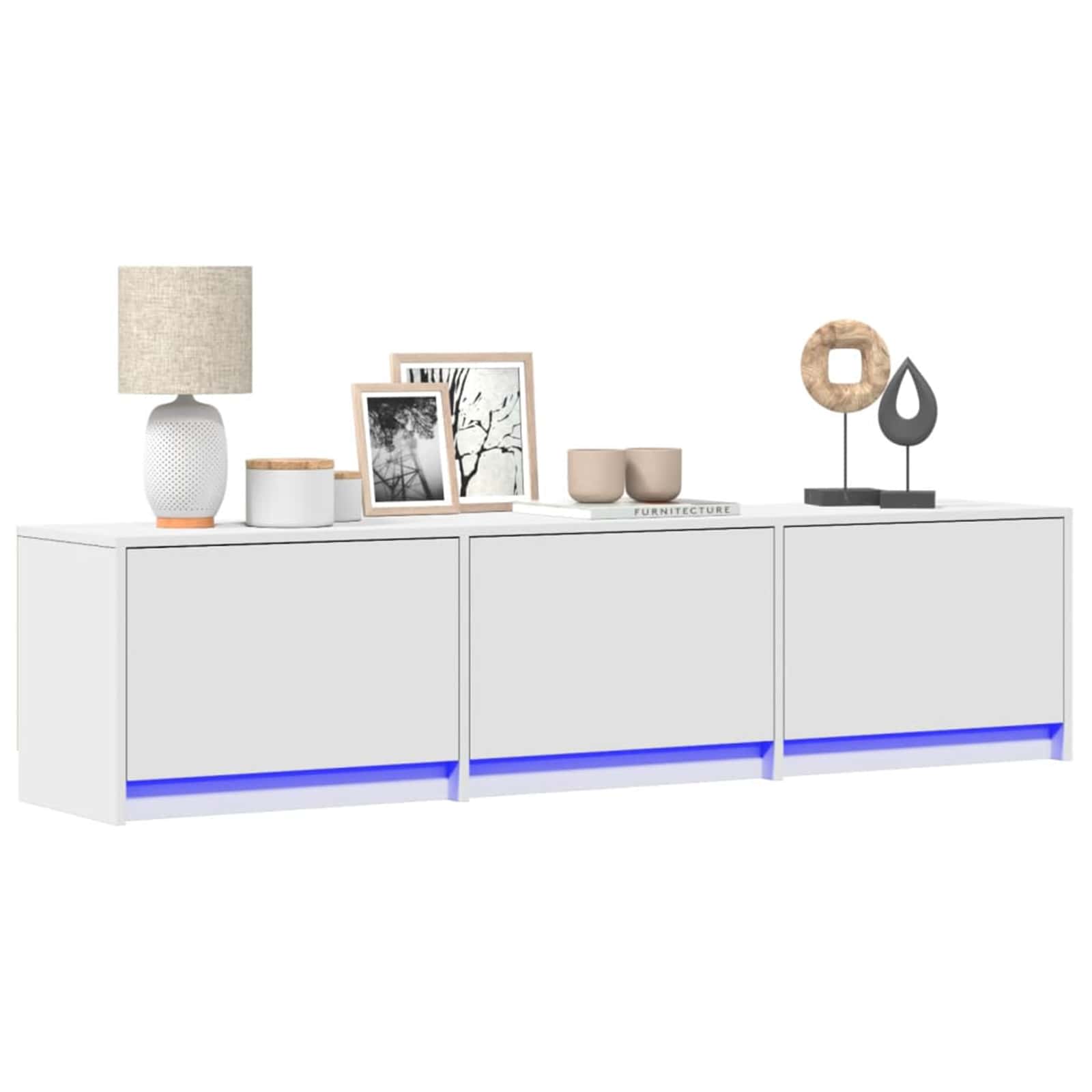 Weißer LED-TV-Schrank 165 x 34 x 40 cm Holzwerkstoff