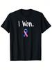 S Thyroid Cancer Awareness T-Shirt - I Won Retro Style, 100%, Short Sleeve, Round Neck, Ribbon Graphic, Lightweight And Breathable For All Seasons