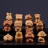 Chinese Zodiac Wood Carving Chinese New Year Ornaments Mini Statue Cute Snake Animal Decor Office Desktop Pendant Car Decoration