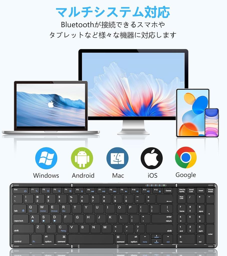 Omikamo Folding Bluetooth Wireless Keyboard for English Numeric Google Wireless for Japanese Instruction Manual Included [Premium Edition] iPad,