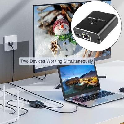 Ethernetový splitter 1000Mbps vysokorychlostní Plug-and-Play Kompaktní design Univerzální USB napájený LAN Ethernetový kabelový splitter RJ45 Splitter
