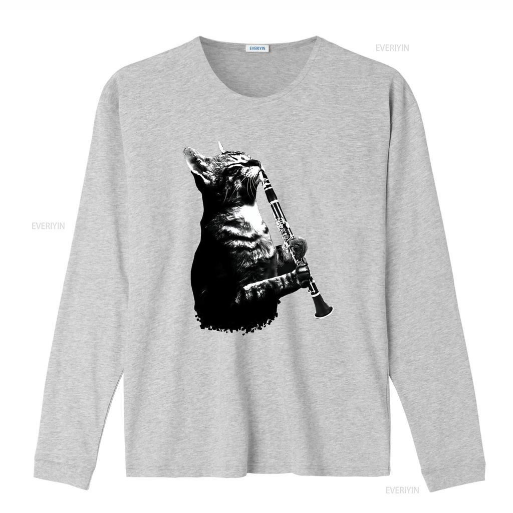 Cat Playing ClarineT T Shirt and Music Lover Clarinettist Birthday Musician Woodwind Instrument Idea vintage Washed homme