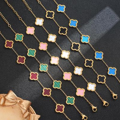 Trendy Four-Leaf Clover Double-Sided Bracelet - Women's Personalized Fashion Accessory