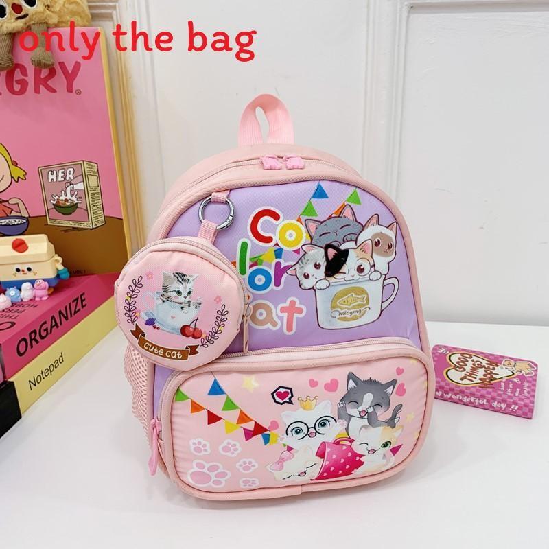 

Childrens With Backpack Cartoon Cat And Airplane Print Design For Use Daily розовый