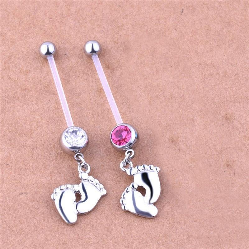Buy Pregnancy Maternity Baby Feet Belly Bar Navel Ring Piercing at