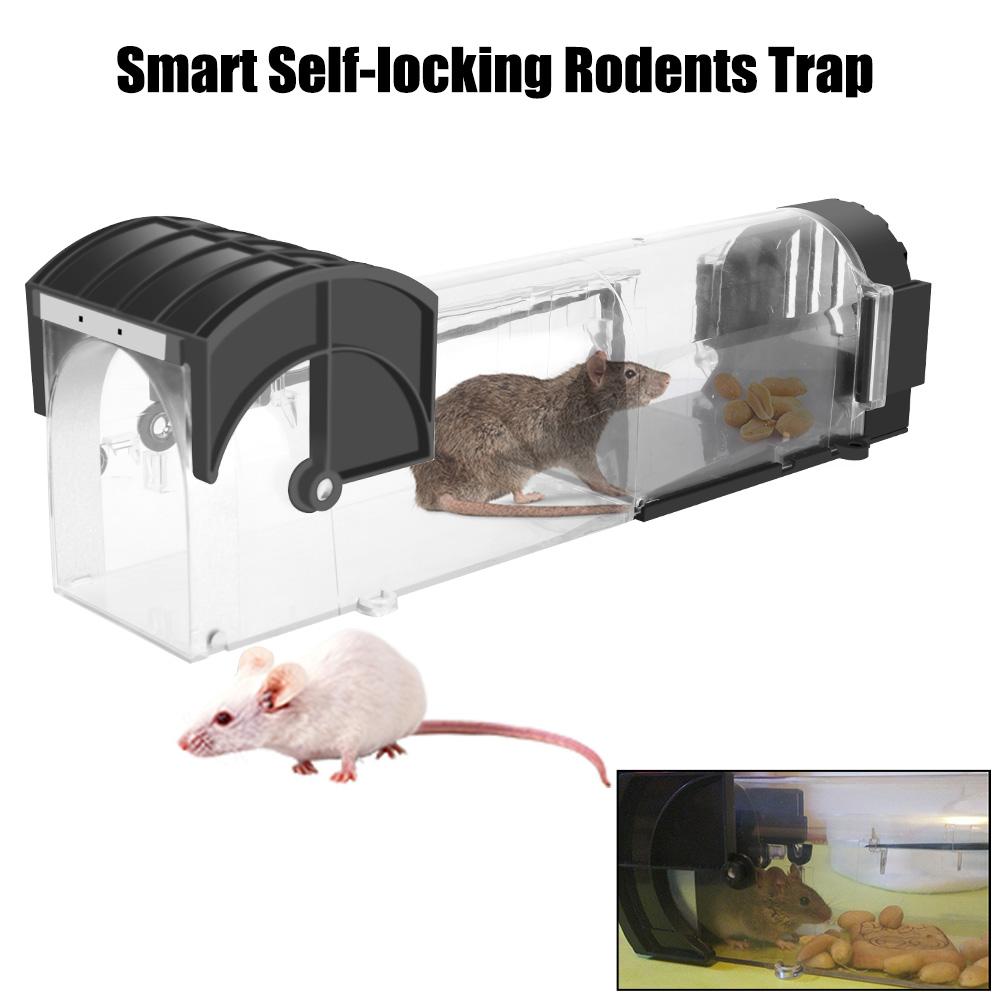 Safe Firm for Indoor Outdoor Garden Humane Rodents Trap Plastic Transparent Smart Self-locking Mousetrap Reusable Household Mouse Catcher