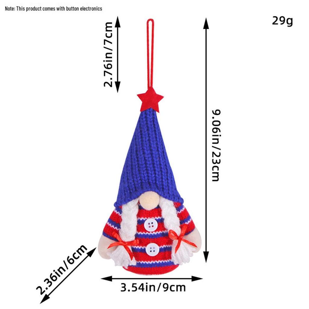 Patriotic Flag Dwarf Doll: Striped Faceless Ornament for Independence Day