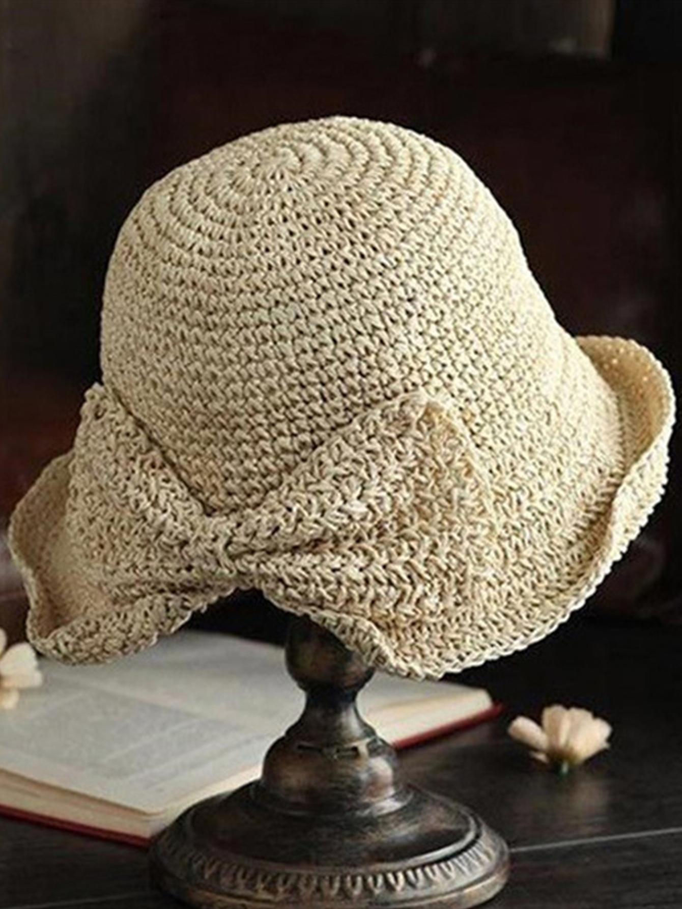 

Летняя плетеная соломенная шляпа женская модная солнцезащитная кепка-бантик с защитой от ультрафиолета, складная дорожная милая пляжная кепка-панама