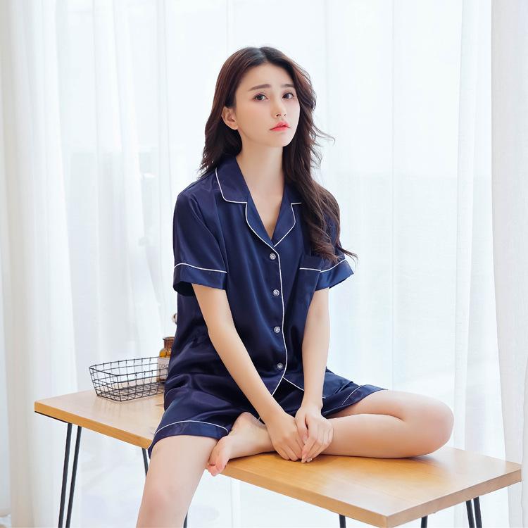 Han Yatong Silk Couple Pajamas Set: Autumn Long Sleeve Cardigan Homewear