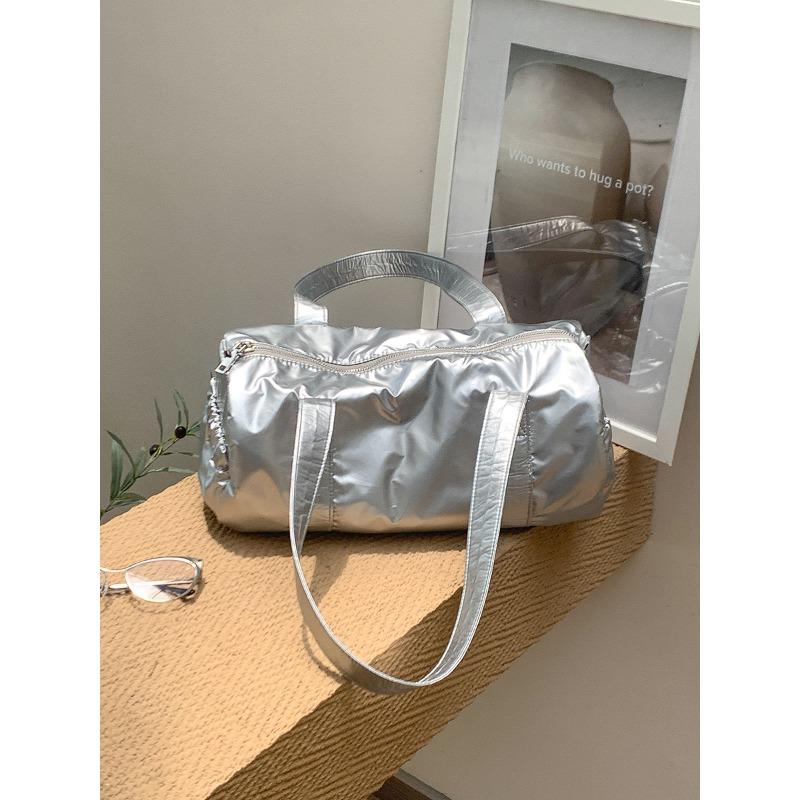 

Women s bag Cylinder nylon casual handbag Large capacity commuting versatile shoulder bag Women s серебряный