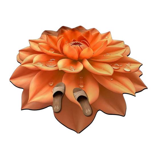Diatomaceous Earth Floor Mat 3D Realistic Floral Design Bath Mat Non-Slip Absorbent Mat Quick-Drying Easy to Clean Shower Rug