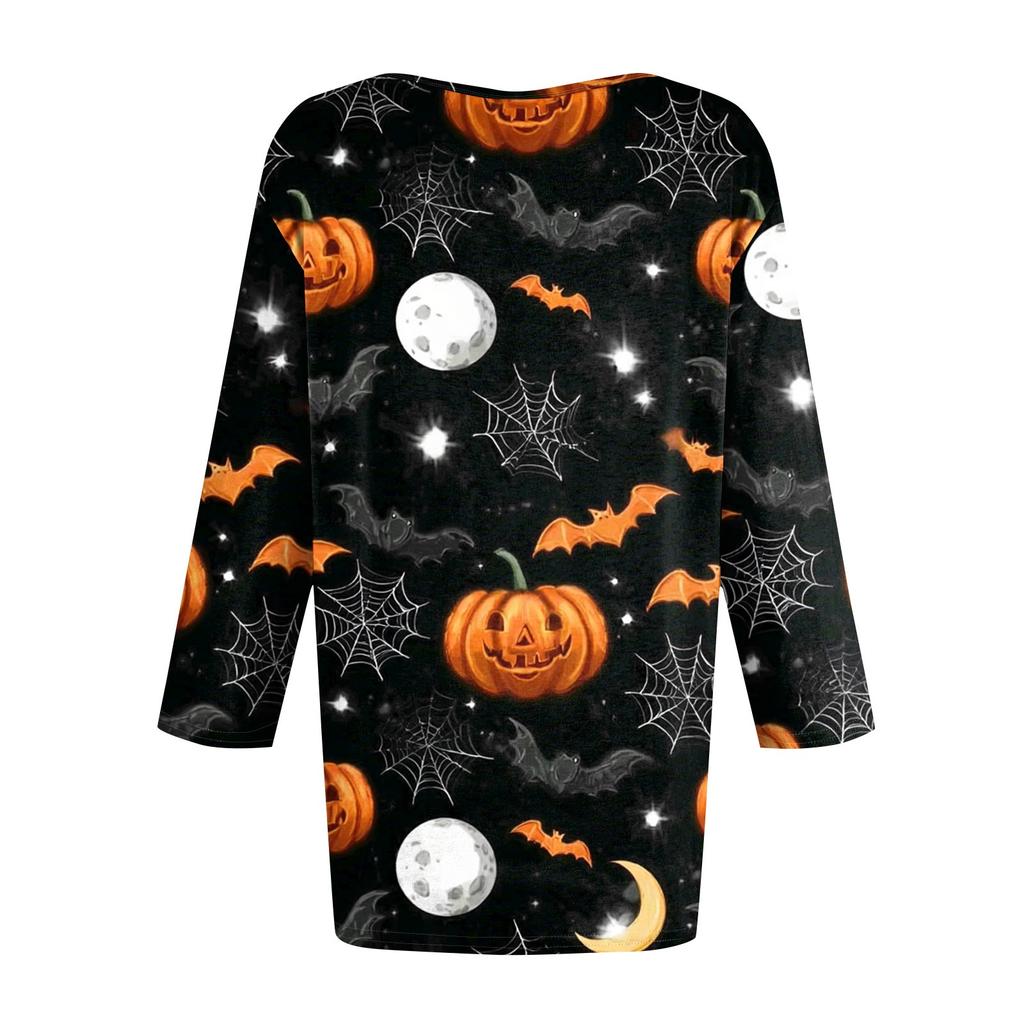 Women's Fashion Casual Round Neck Printed 3/4 T-shirt Top