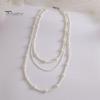 French Style Retro Faux Pearls Necklace Women Long White Three Layered Faux Pearls Luxury Sweater Necklace Jewelry Gift