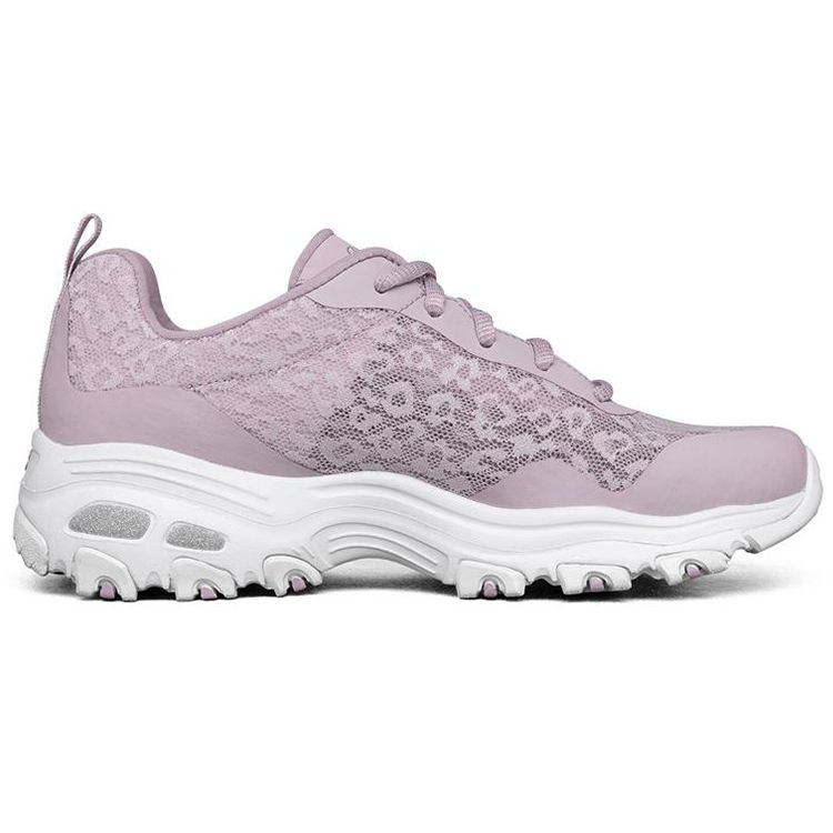 Skechers DLites 1.0 Mesh Comfortable Shock Absorbing Breathable Low Top Dad Shoes Women Sneaker Lavender 896002-LAV