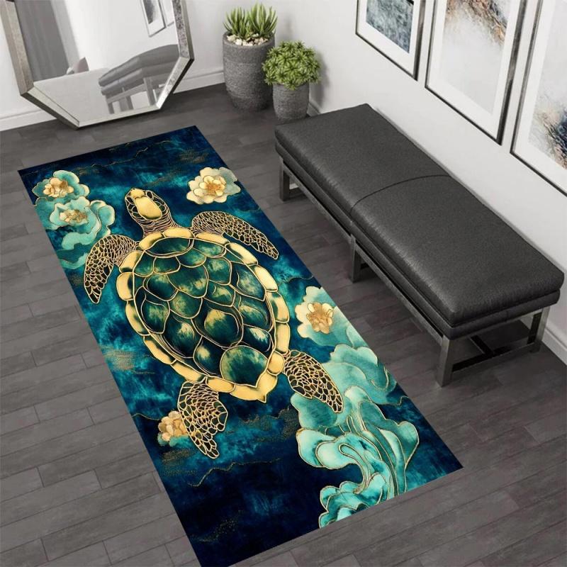 Moon Star Line Art Jellyfish Runner Rug Deep Sea Glowing Jelly Print Non Slip Floor Carpet Nautical Bedroom Entryway Home Decor