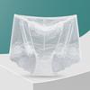 Plus Size Lady Summer Sexy Lace Hollow Out Perspective High Waist Triangle Briefs