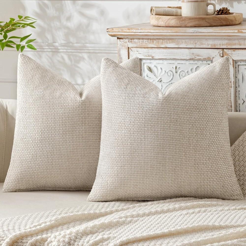 

Modern Solid Color Chenille Pillow Covers Plaid Soft Throw Pillow Covers Nordic Cushion Cover Home Decor бежевый
