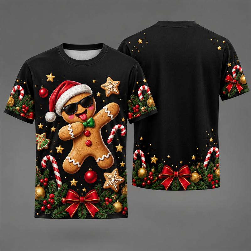 Men Women Christmas Theme Graphic T Shirt New In 3D Print Short Sleeve Funny Xmas Graphic Tee Holiday Party Casual Streetwear